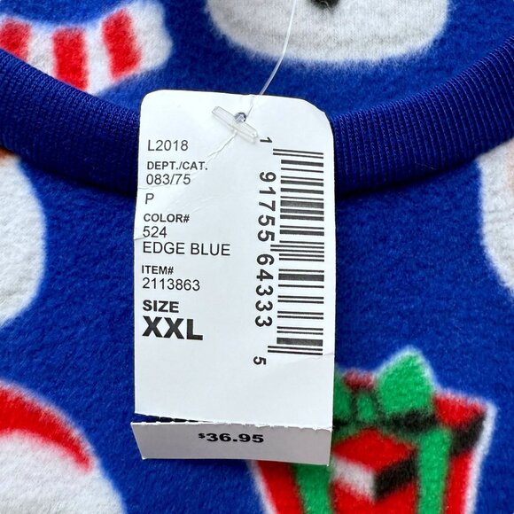 NEW Christmas Fleece Top XXL Unisex Blue Holiday Santa Long Sleeve Pullover - Picture 5 of 8